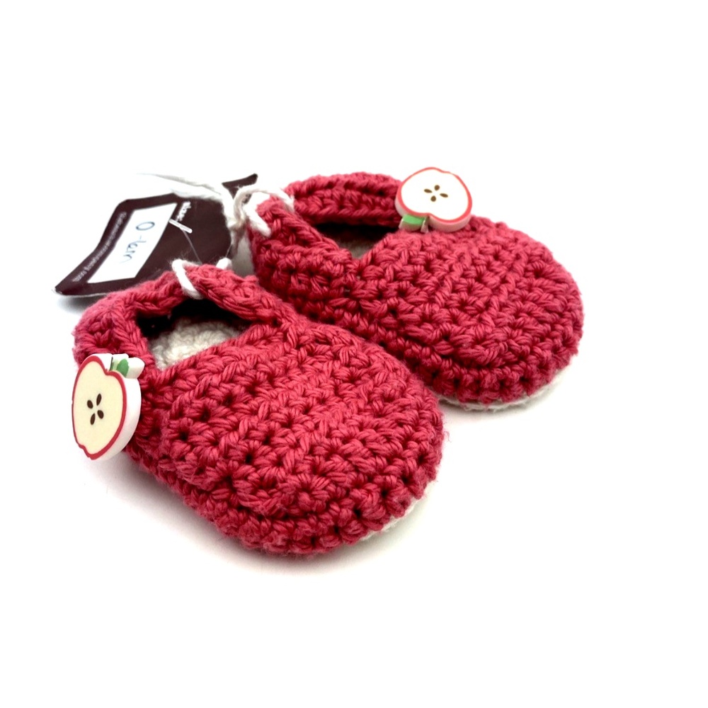 Baby Bootie Shoes Size 0/6m Girls Infants Apple Pink Slip On Children Knit